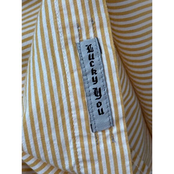 Lucky Brand Dungarees Button Front Shirt Size XL Gene Montesano Striped Cotton - Picture 7 of 7